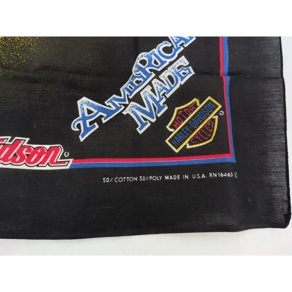 Vintage Harley Davidson Black Bandana Motorcycle Bike USA Made 21